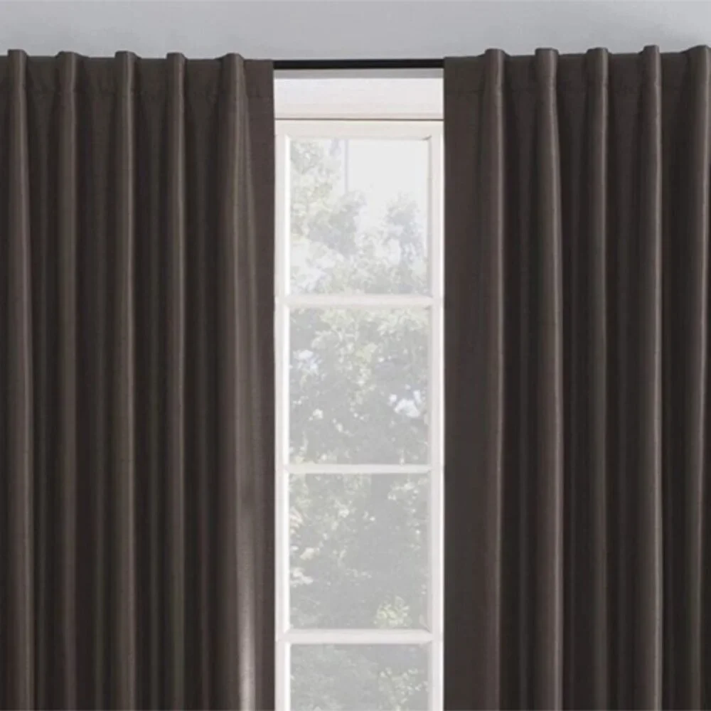 Sun Zero Faux Dupioni Silk Thermal Blackout Back Tab Curtain  50